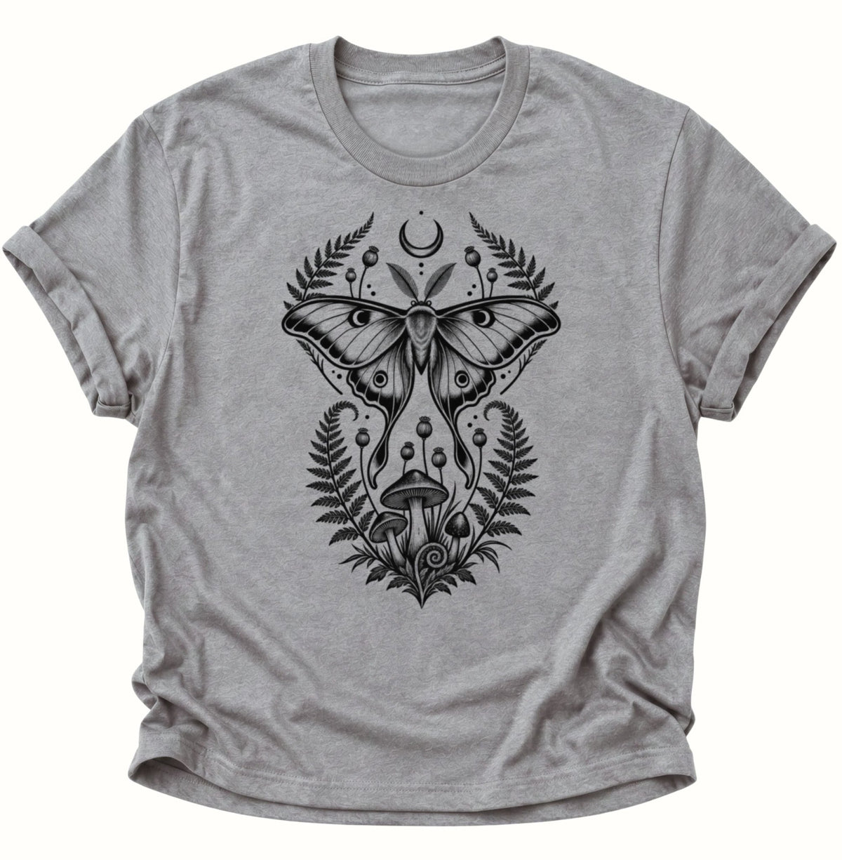 Luna Motte Pilze Wald Unisex T-Shirt Sport Grey - PINE & RIVER