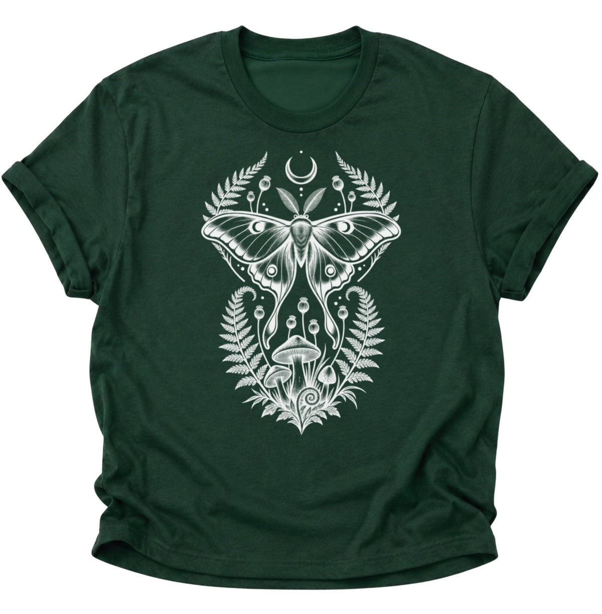 Luna Motte Pilze Wald Unisex T-Shirt Forest Green - PINE & RIVER