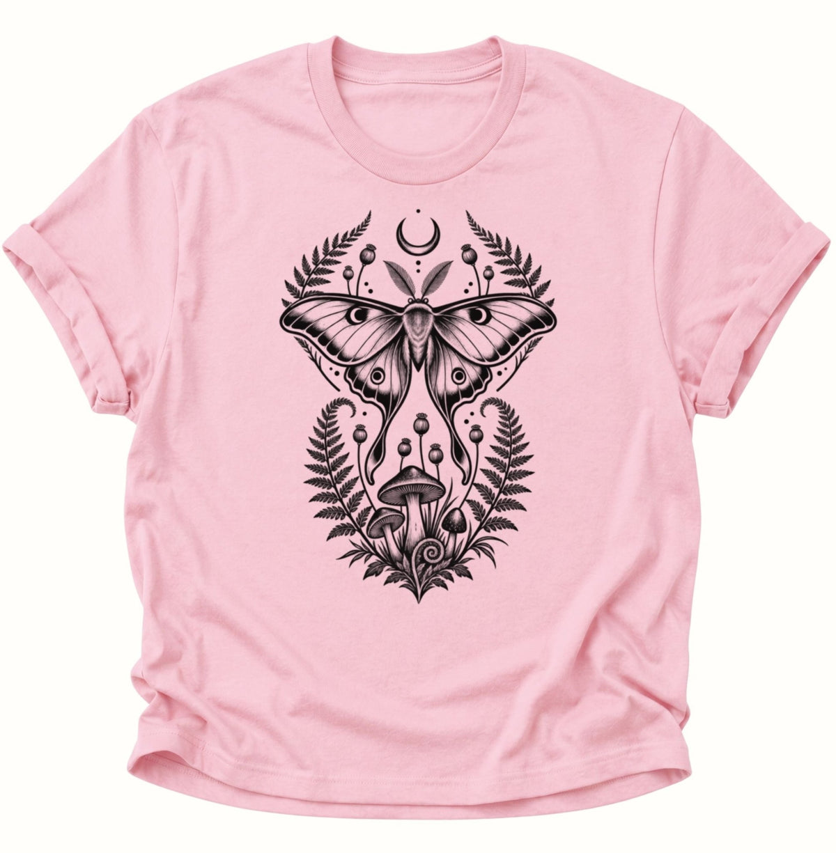 Luna Motte Pilze Wald Unisex T-Shirt Light Pink - PINE & RIVER
