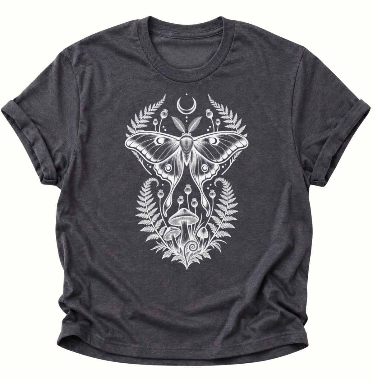 Luna Motte Pilze Wald Unisex T-Shirt Dark Heather - PINE & RIVER