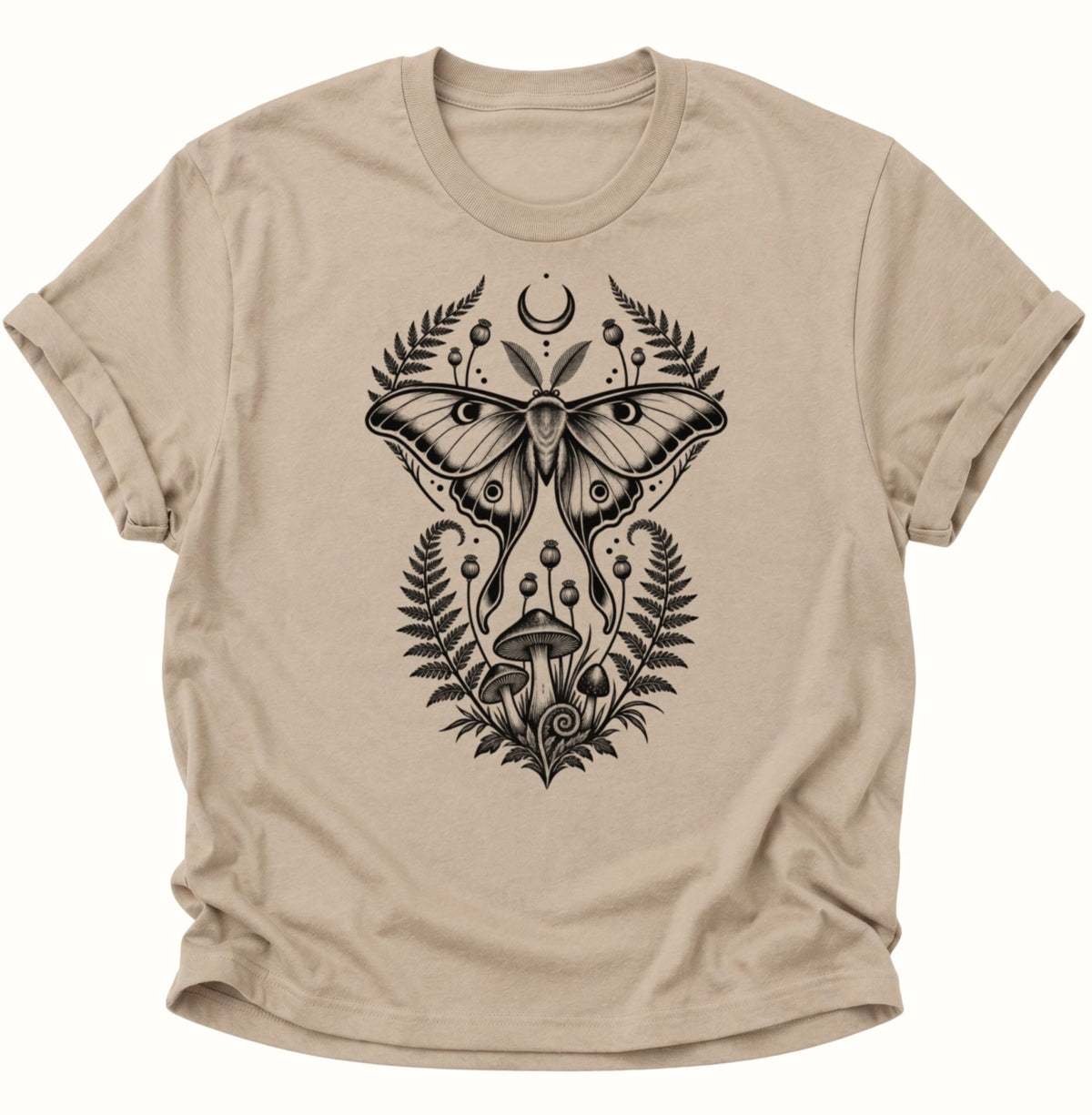 Luna Motte Pilze Wald Unisex T-Shirt Sand - PINE & RIVER