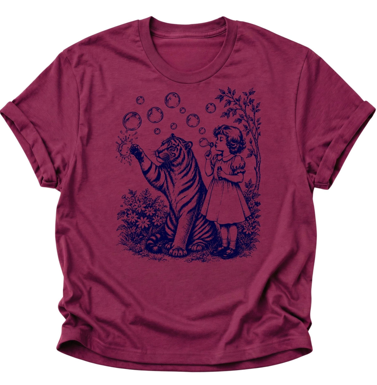 Mädchen und Tiger Vintage Unisex T-Shirt Cardinal Red - PINE & RIVER