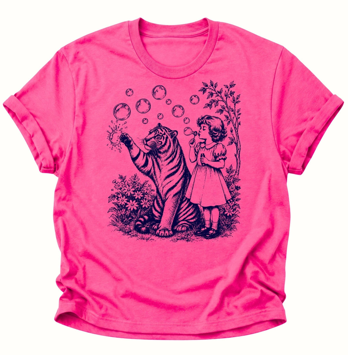 Mädchen und Tiger Vintage Unisex T-Shirt Heliconia - PINE & RIVER