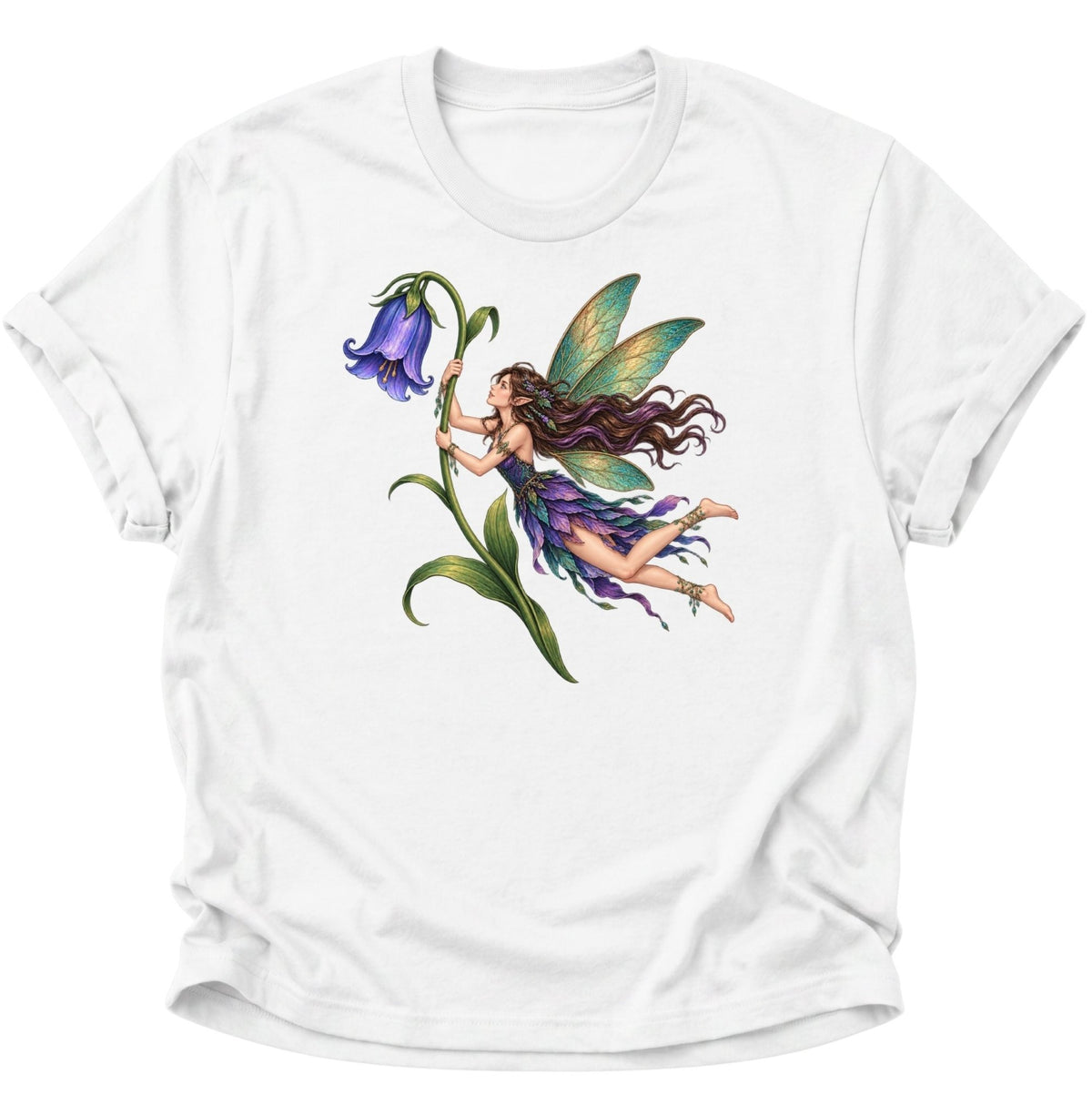 Magische Fee mit Blume Unisex T-Shirt Weiß - PINE & RIVER