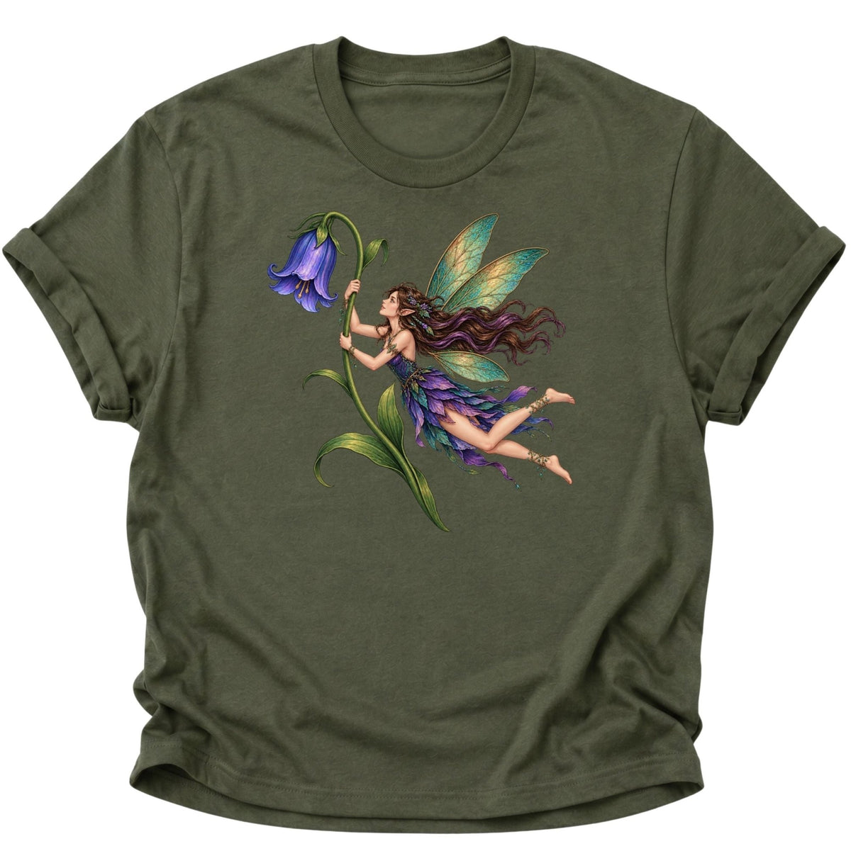 Magische Fee mit Blume Unisex T-Shirt Military Green - PINE & RIVER