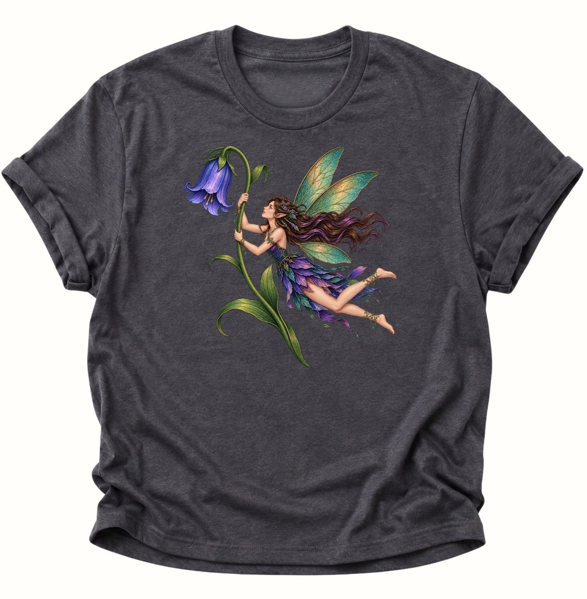Magische Fee mit Blume Unisex T-Shirt Dark Heather - PINE & RIVER