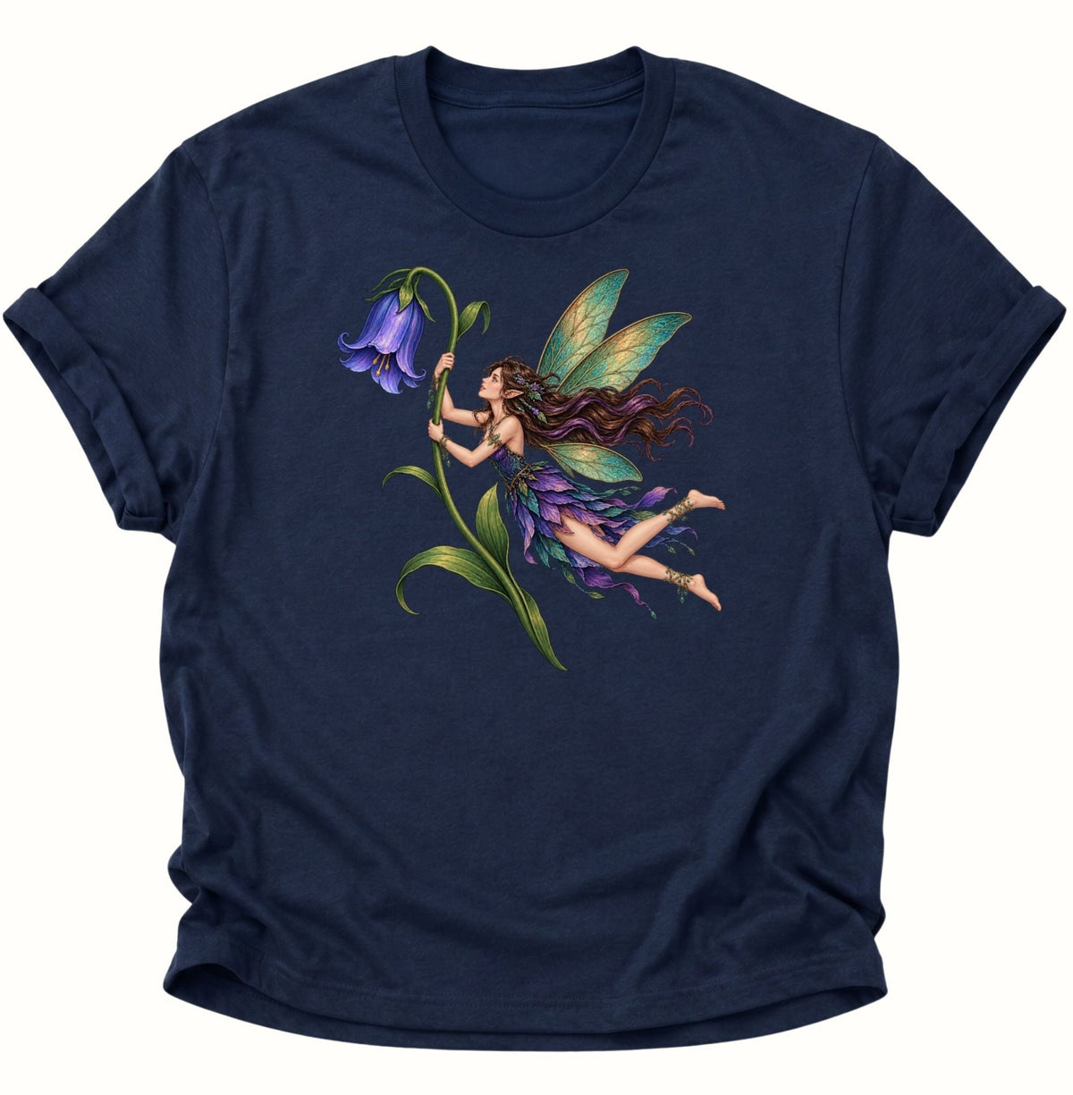 Magische Fee mit Blume Unisex T-Shirt Navy Blue - PINE & RIVER