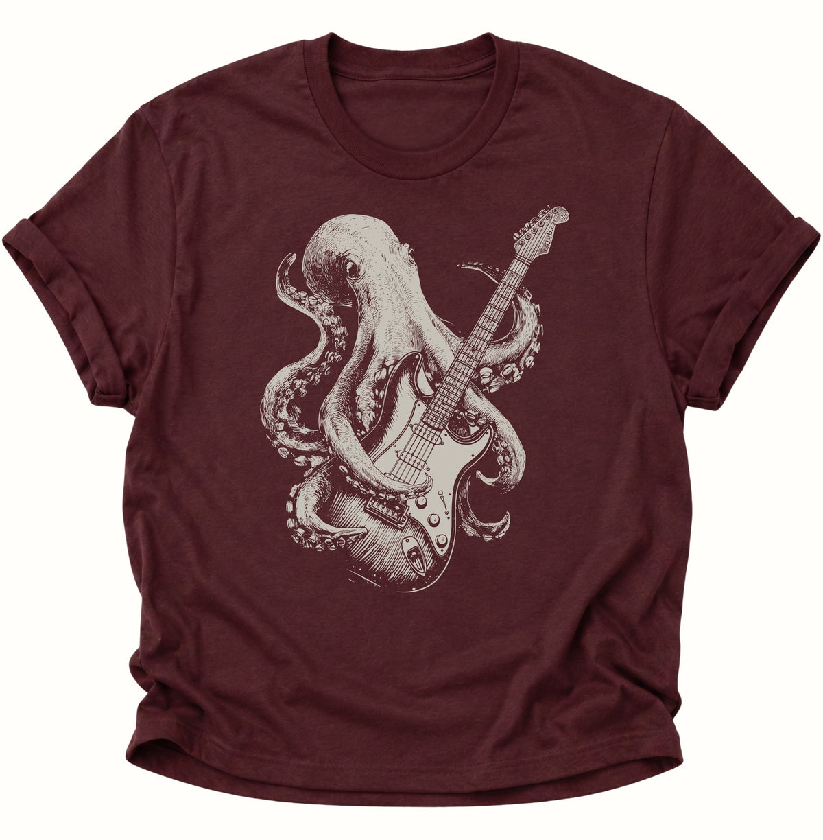 Kraken E-Gitarre Unisex T-Shirt Maroon - PINE & RIVER