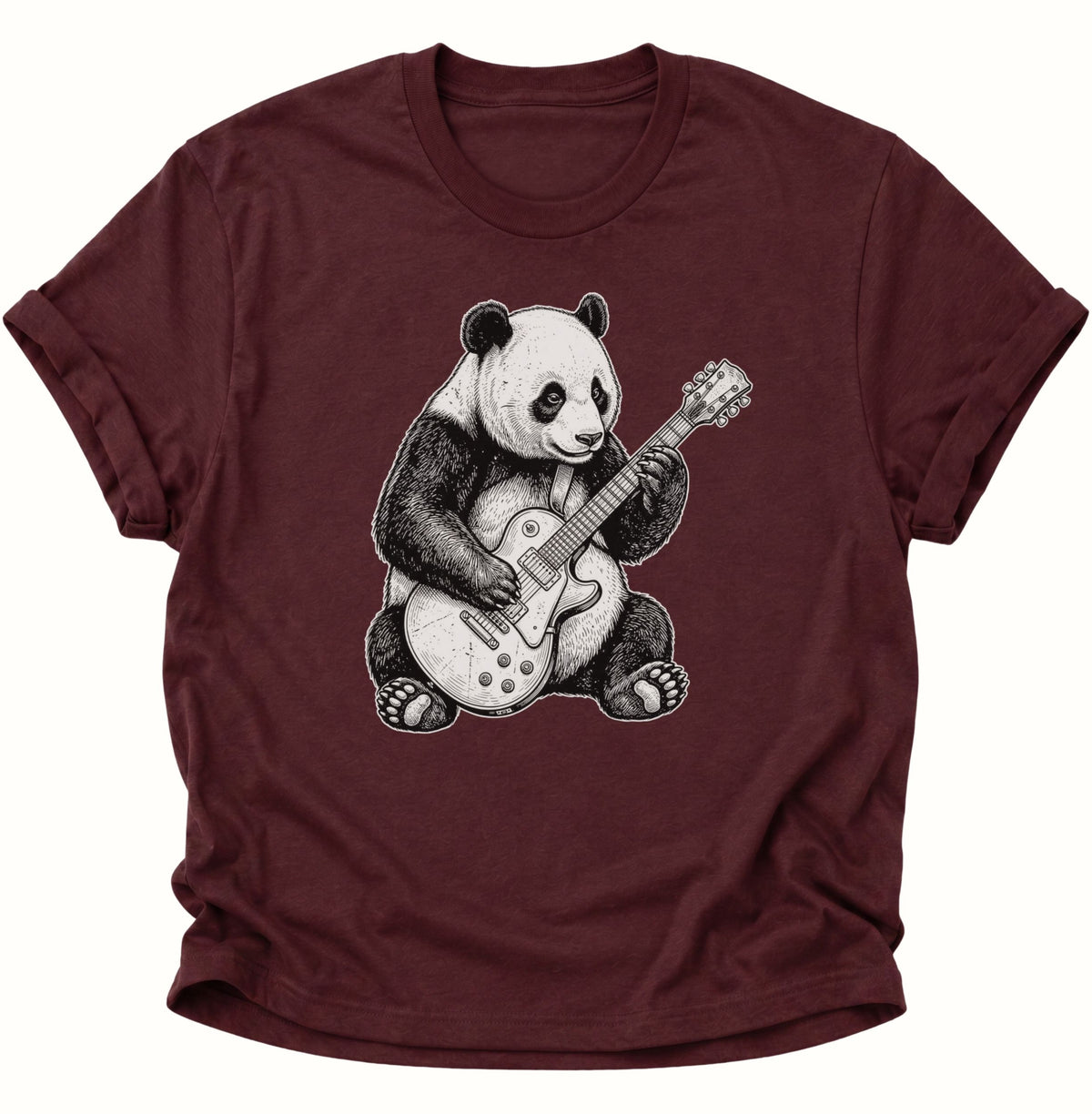 Panda E-Gitarre Unisex T-Shirt Maroon - PINE & RIVER