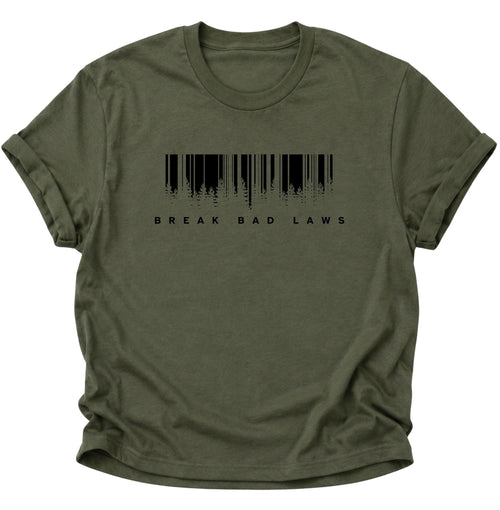 Break Bad Laws Barcode T-Shirt Military Green - PINE & RIVER