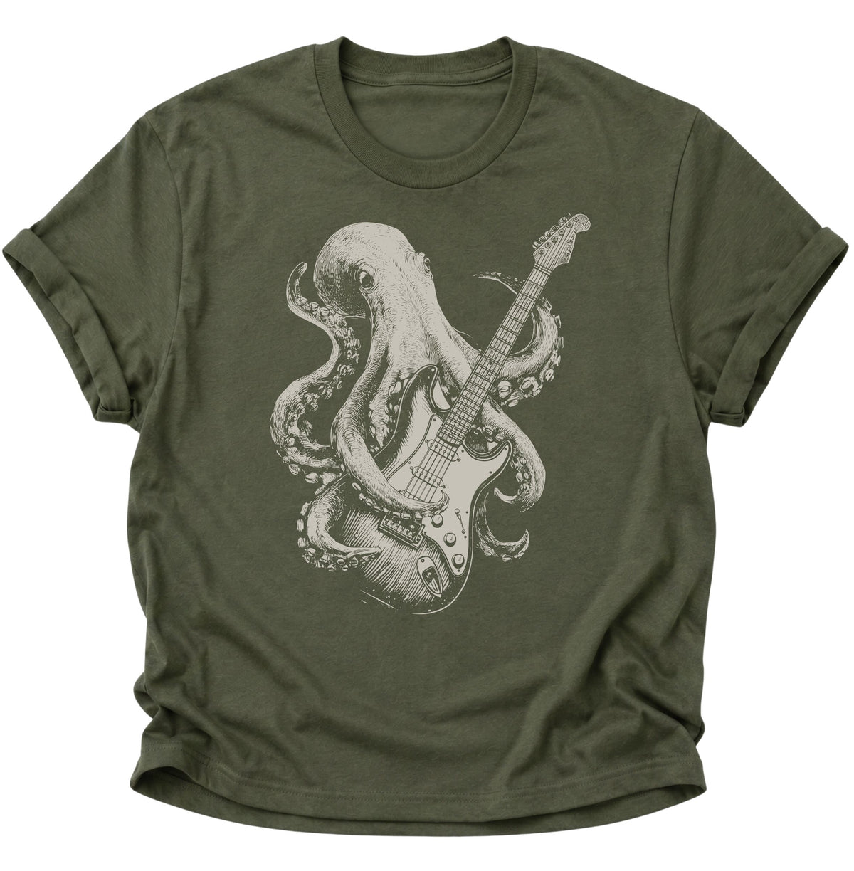 Kraken E-Gitarre Unisex T-Shirt Military Green - PINE & RIVER