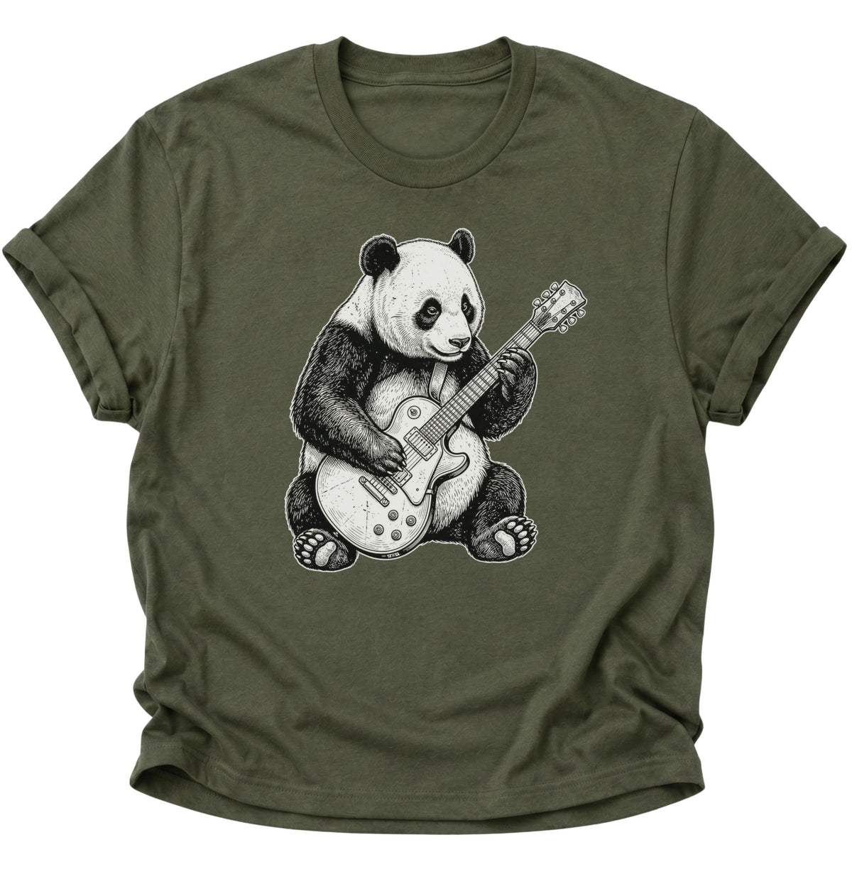 Panda E-Gitarre Unisex T-Shirt Military Green - PINE & RIVER