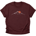Minimalistische Berge mit Sonne Unisex T-Shirt Maroon - PINE & RIVER