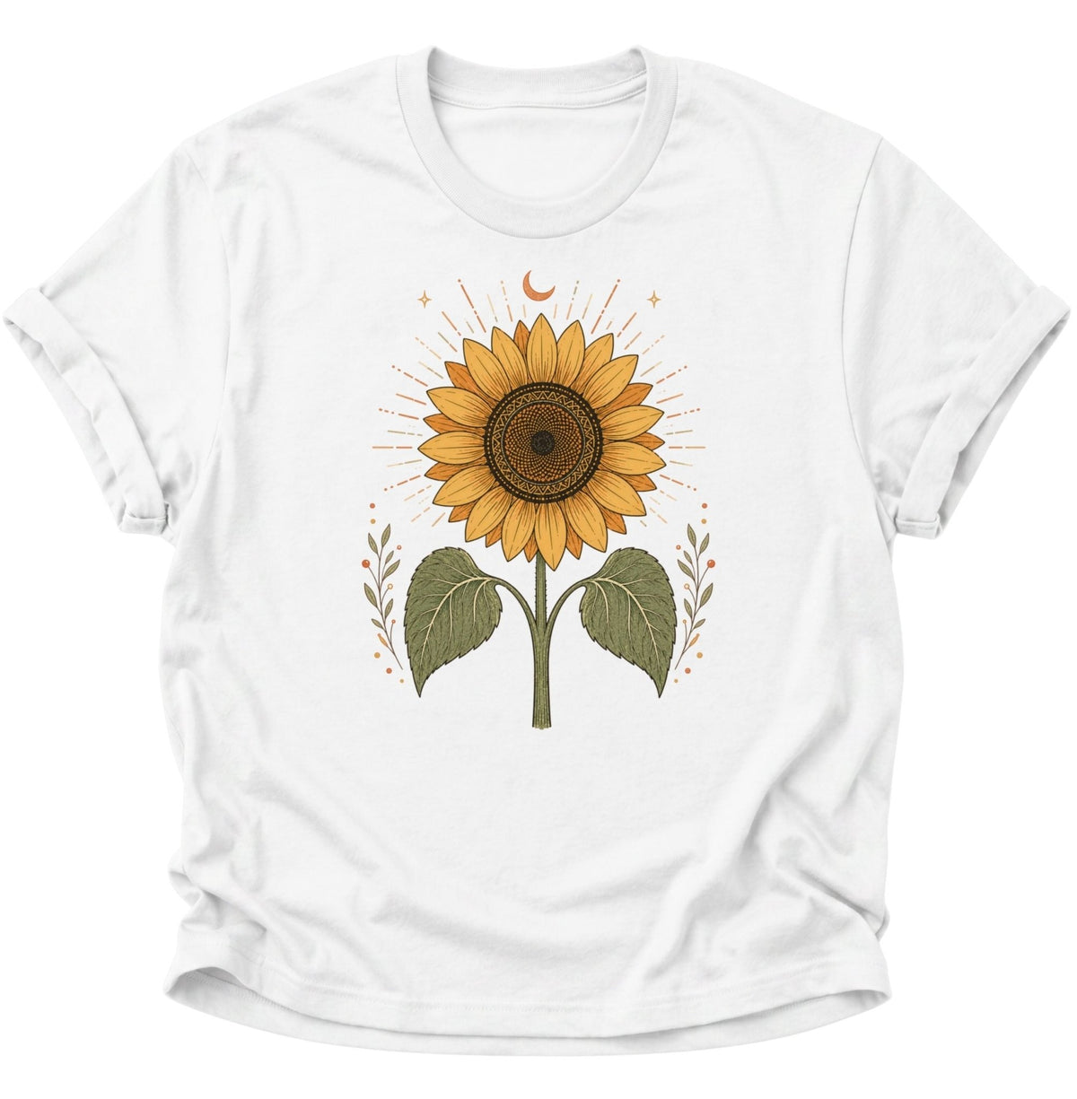 Mystische Sonnenblume Unisex T-Shirt Weiß - PINE & RIVER