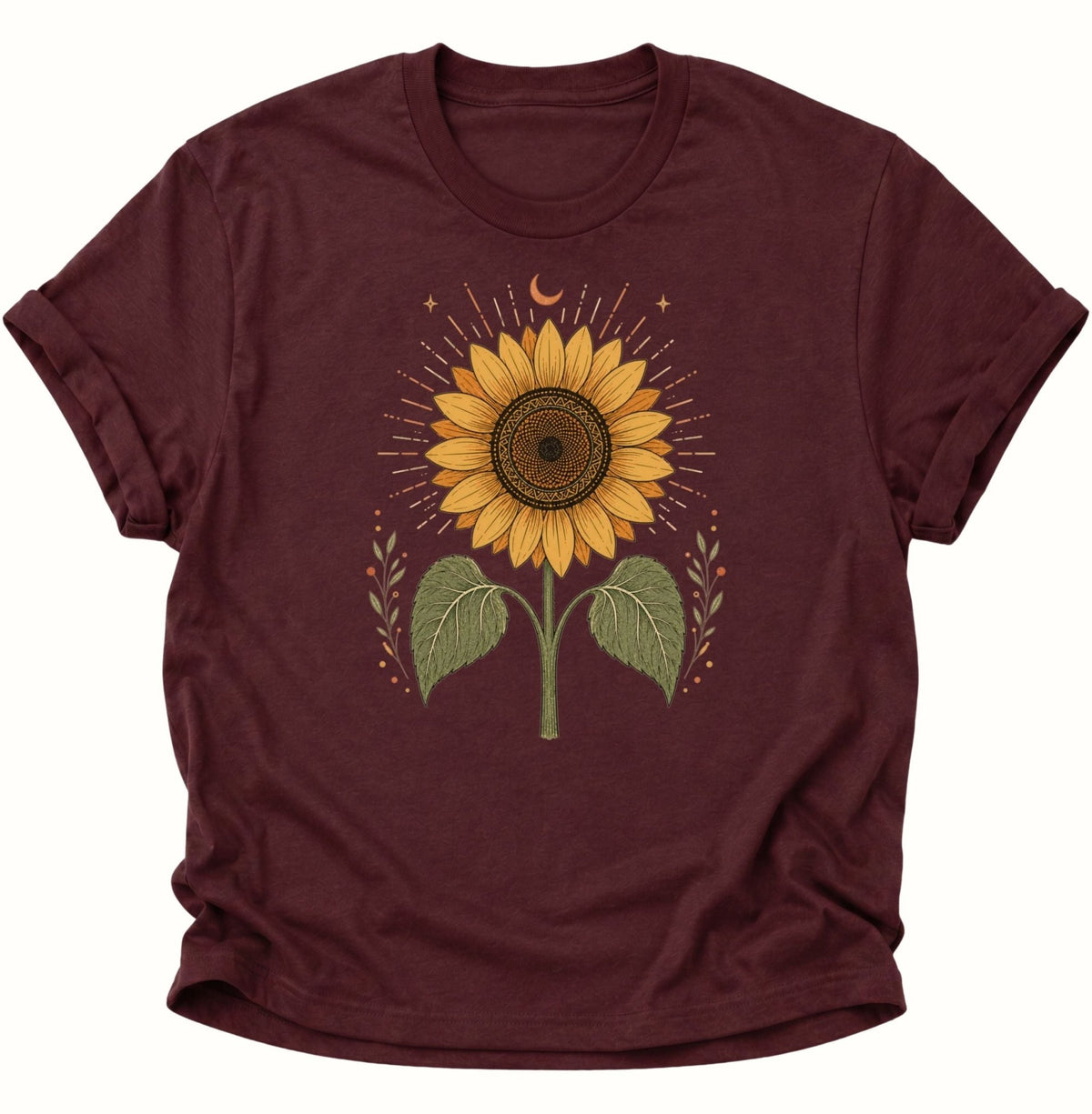 Mystische Sonnenblume Unisex T-Shirt Maroon - PINE & RIVER