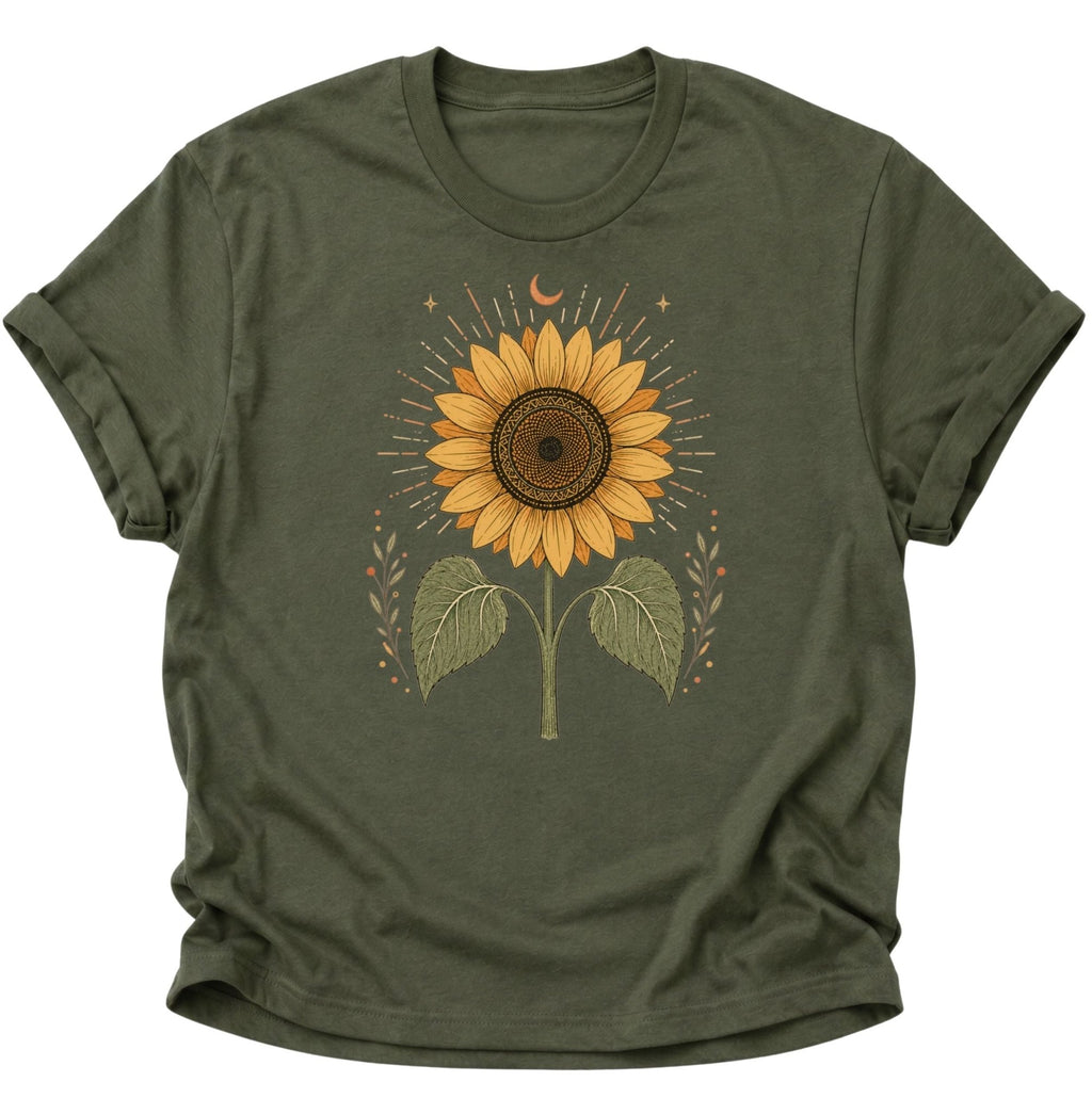 Mystische Sonnenblume Unisex T-Shirt Military Green - PINE & RIVER