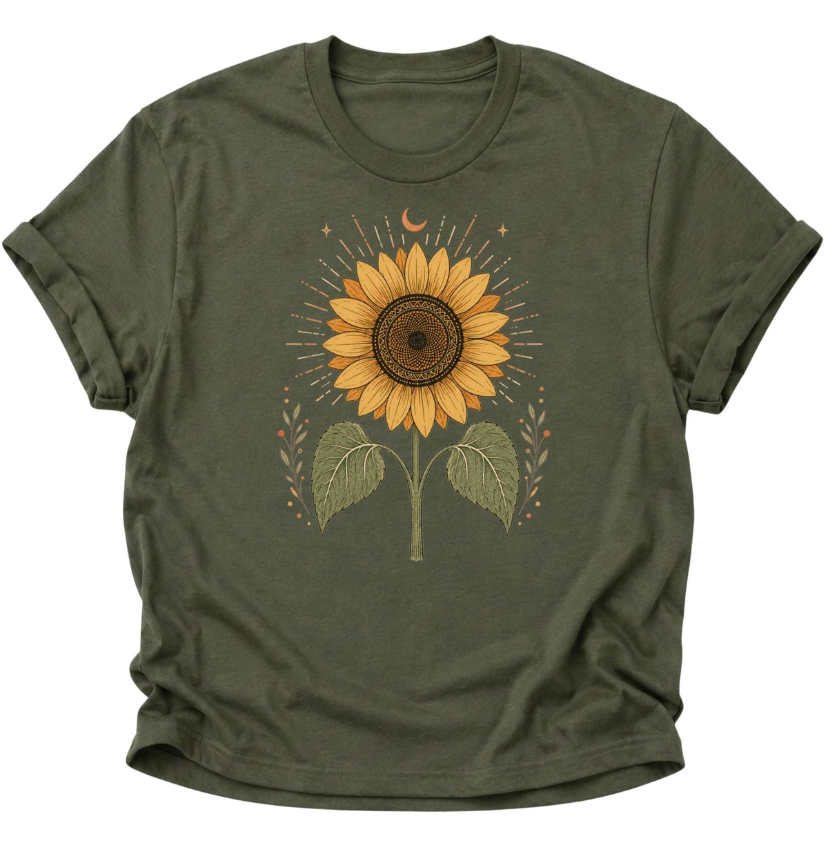 Mystische Sonnenblume Unisex T-Shirt Military Green - PINE & RIVER