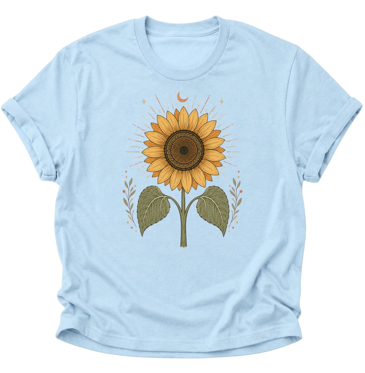 Mystische Sonnenblume Unisex T-Shirt Light Blue - PINE & RIVER