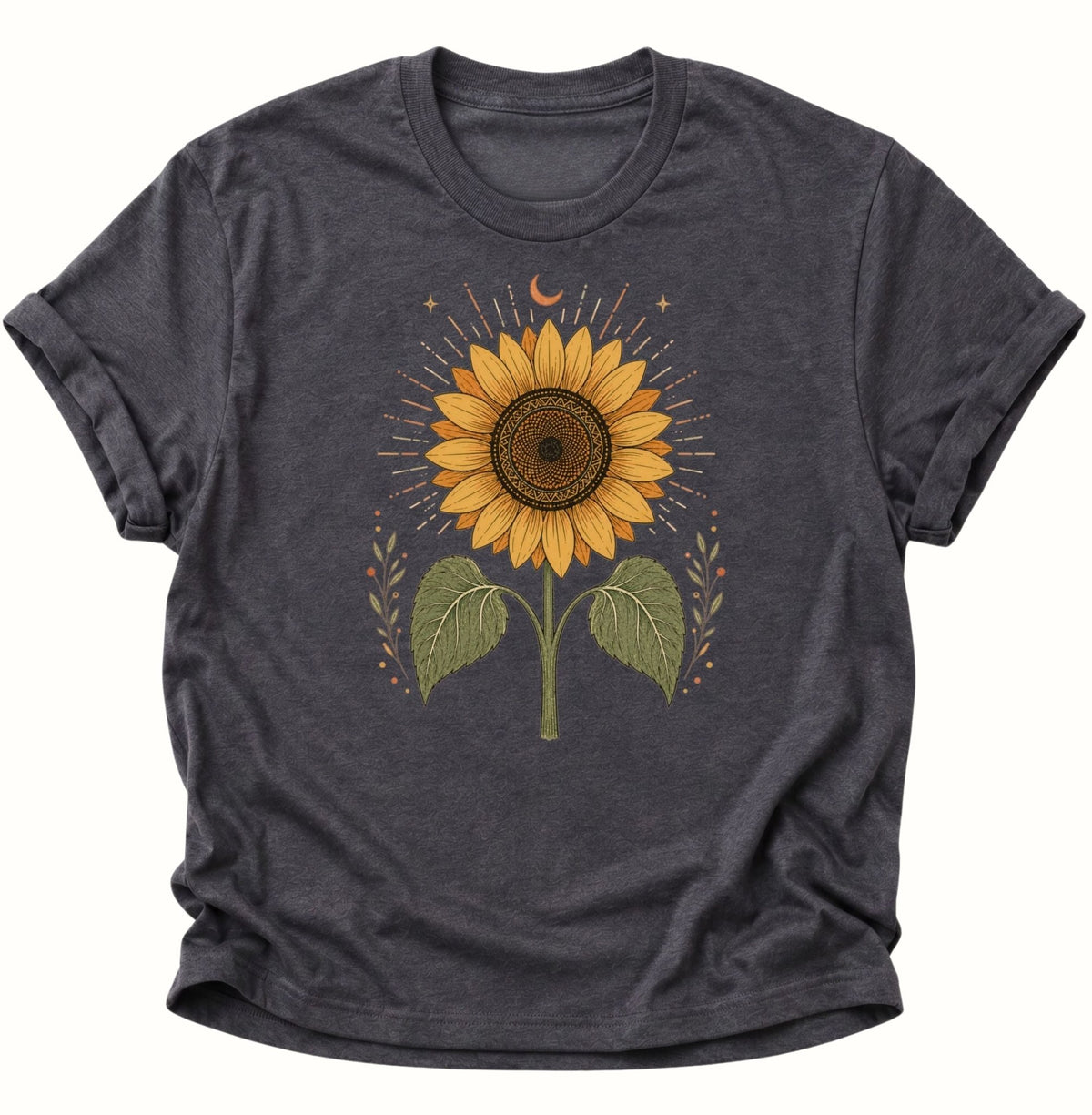 Mystische Sonnenblume Unisex T-Shirt Dark Heather - PINE & RIVER