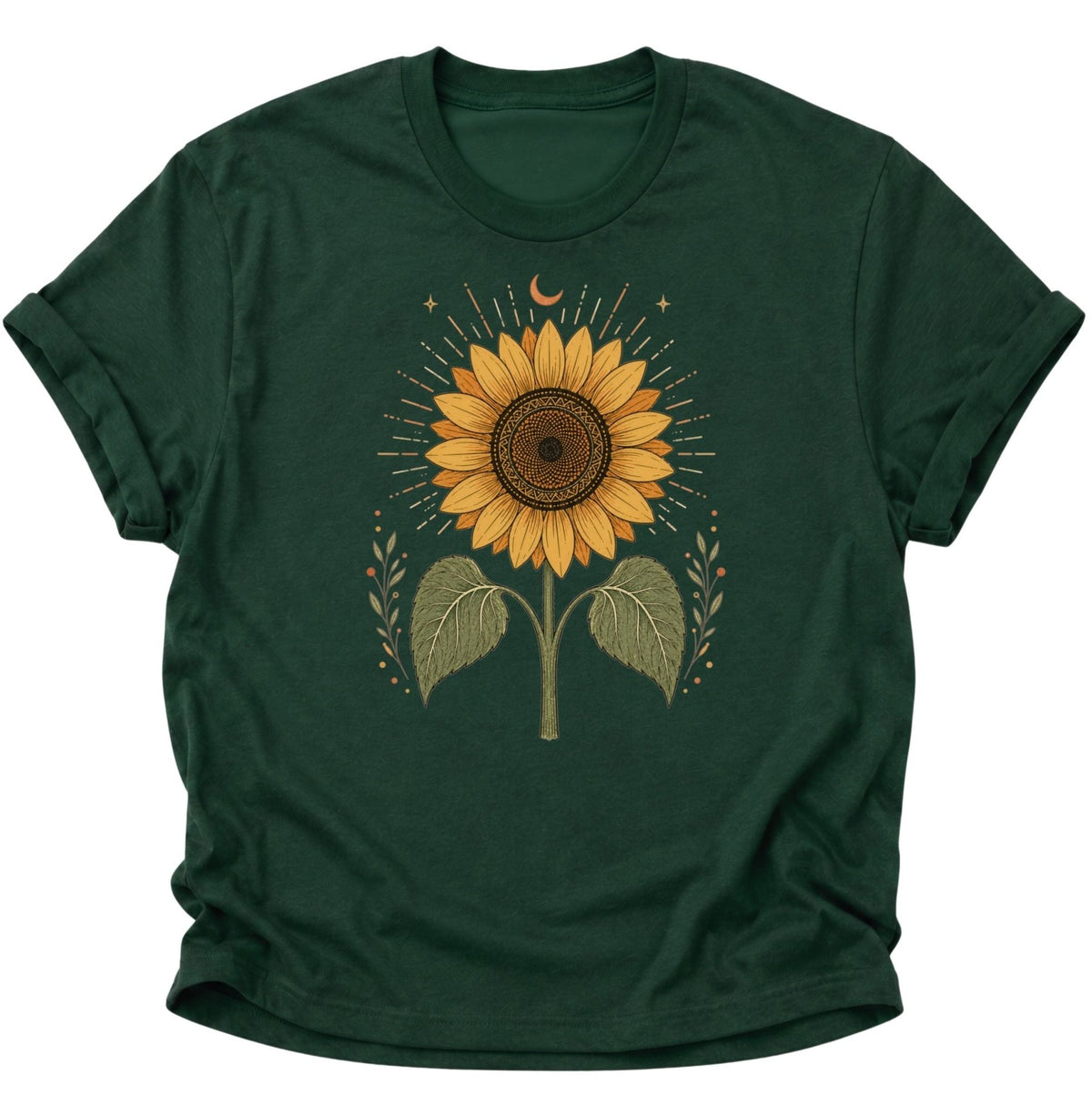 Mystische Sonnenblume Unisex T-Shirt Forest Green - PINE & RIVER
