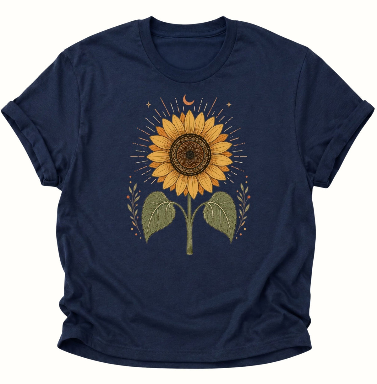 Mystische Sonnenblume Unisex T-Shirt Navy Blue - PINE & RIVER