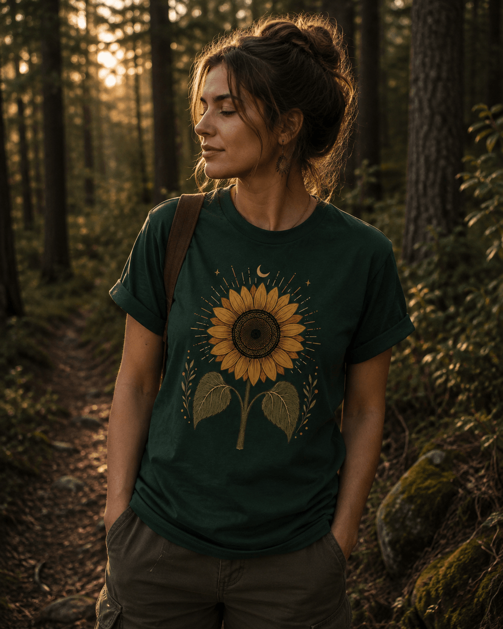 Mystische Sonnenblume Unisex T-Shirt Gelb - PINE & RIVER