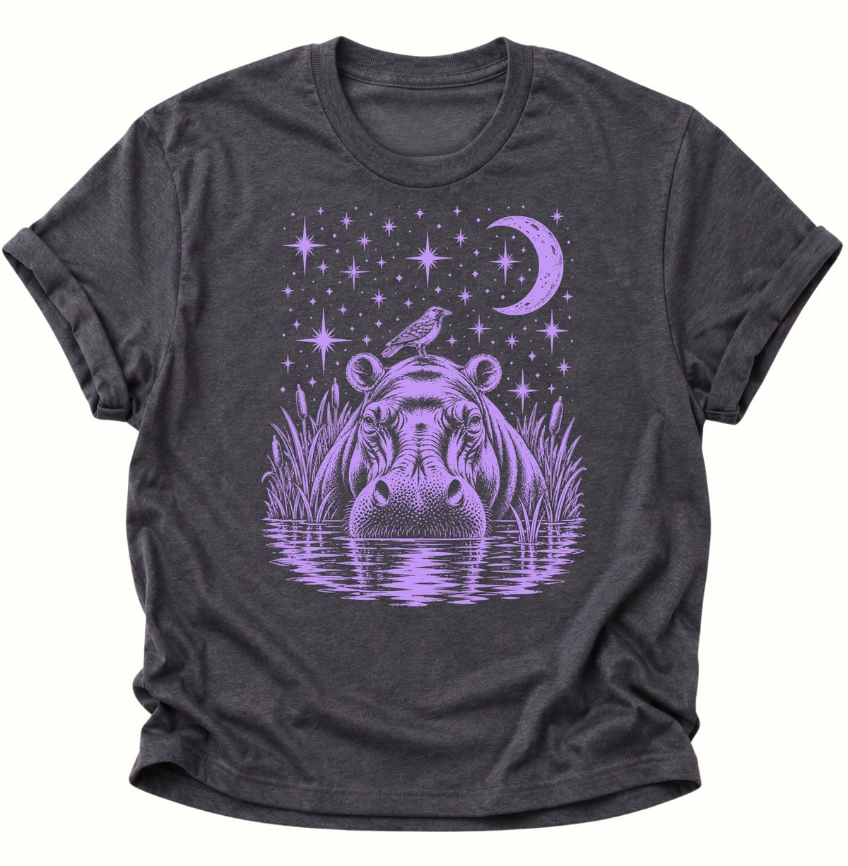 Mystisches Nilpferd Unisex T-Shirt Dark Heather - PINE & RIVER