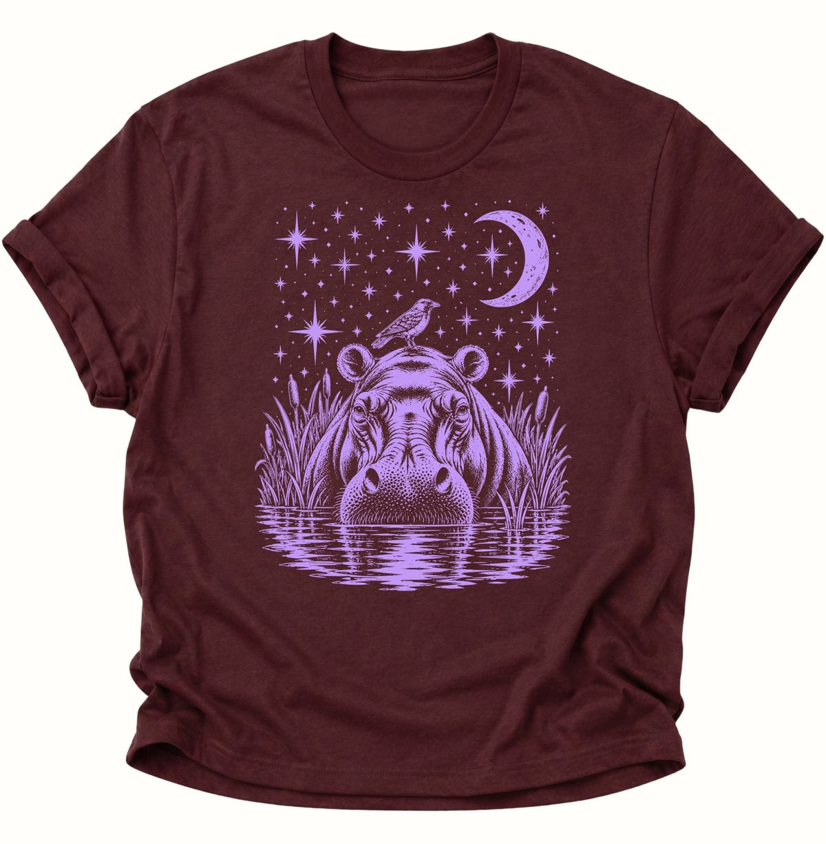 Mystisches Nilpferd Unisex T-Shirt Maroon - PINE & RIVER