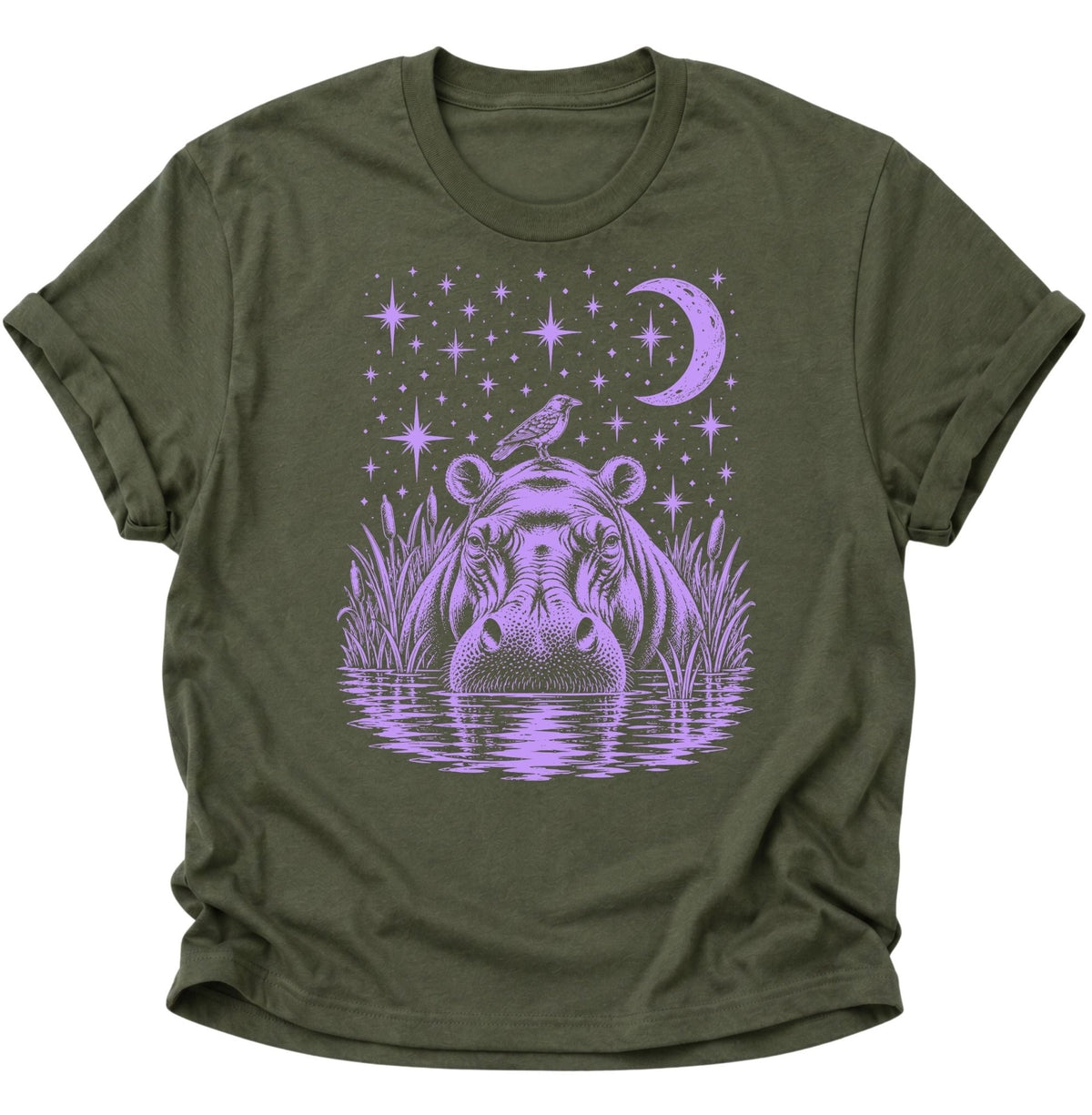 Mystisches Nilpferd Unisex T-Shirt Military Green - PINE & RIVER