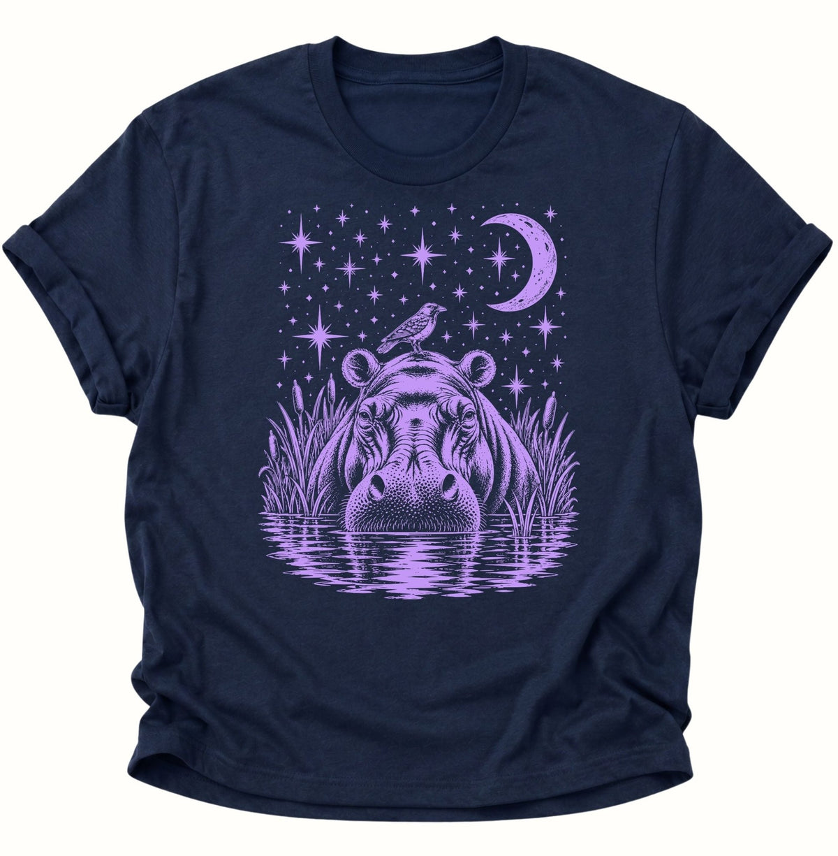 Mystisches Nilpferd Unisex T-Shirt Navy Blue - PINE & RIVER