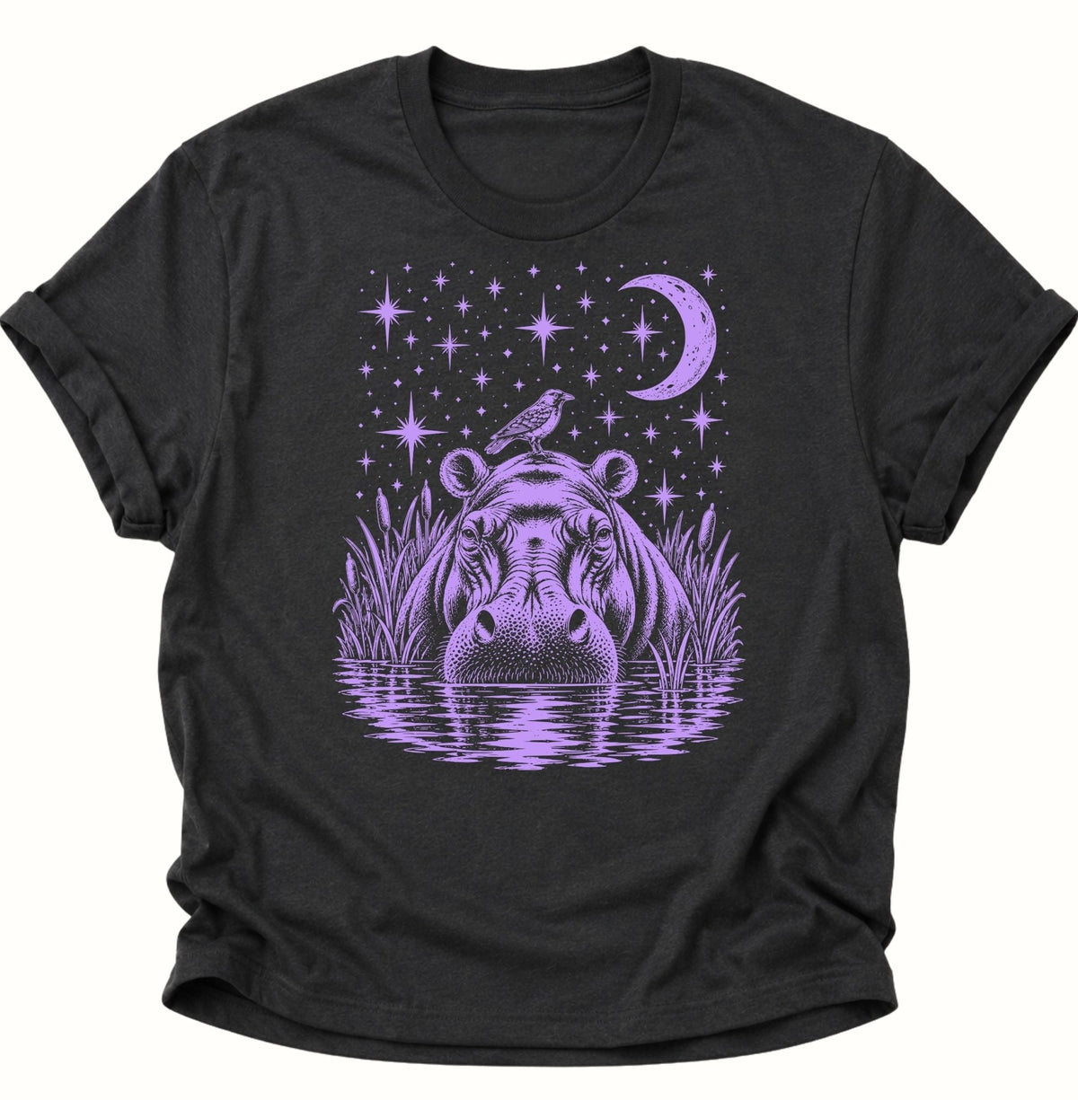Mystisches Nilpferd Unisex T-Shirt Schwarz - PINE & RIVER