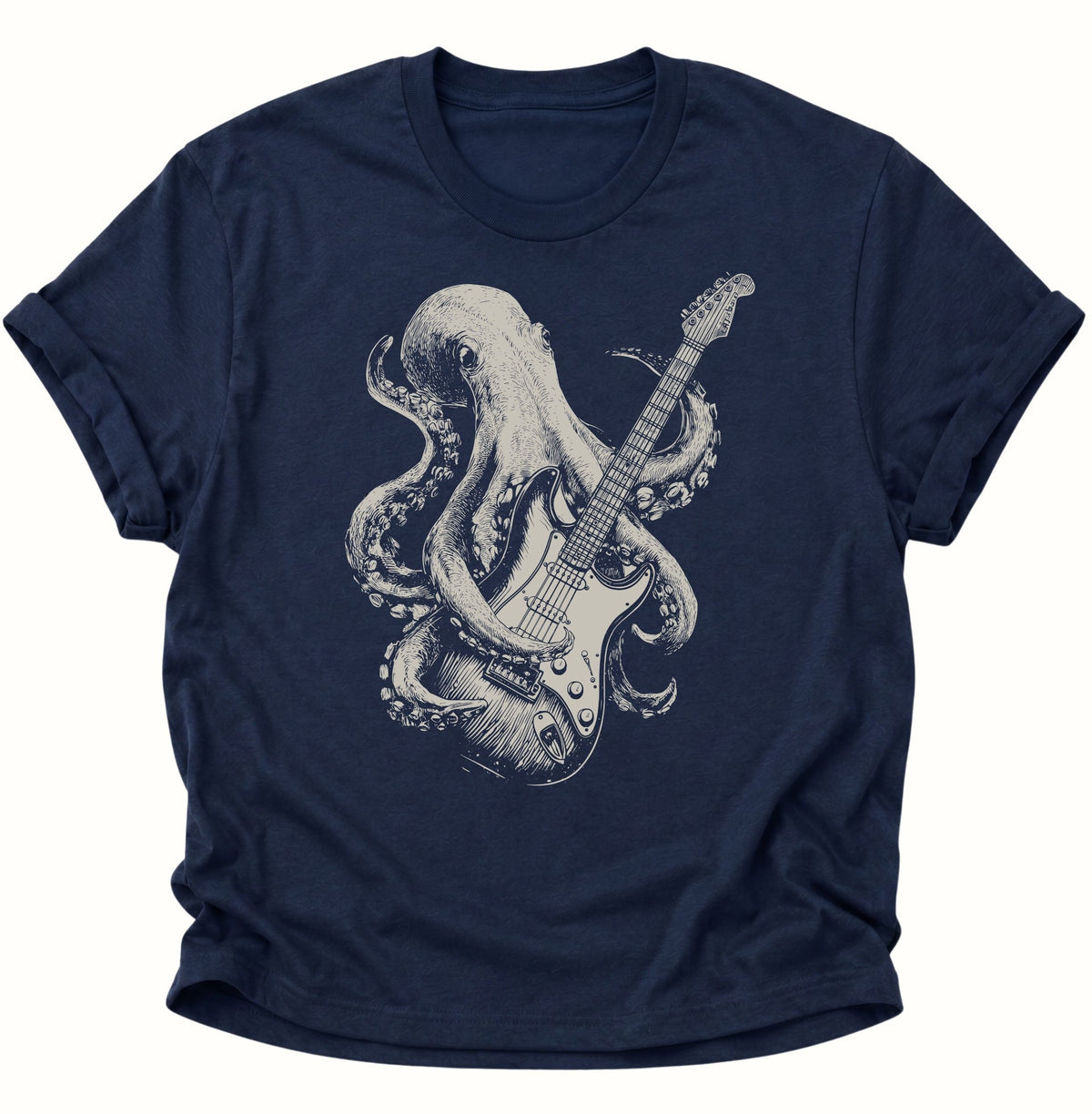 Kraken E-Gitarre Unisex T-Shirt Navy Blue - PINE & RIVER