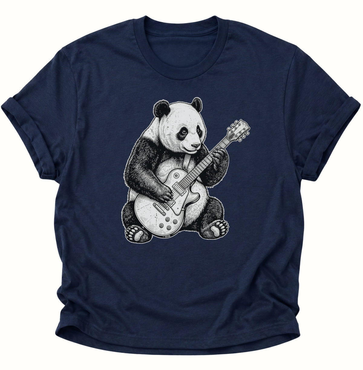 Panda E-Gitarre Unisex T-Shirt Navy Blue - PINE & RIVER