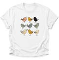 Neun Vögel Scandi Folk Unisex T-Shirt Weiß - PINE & RIVER