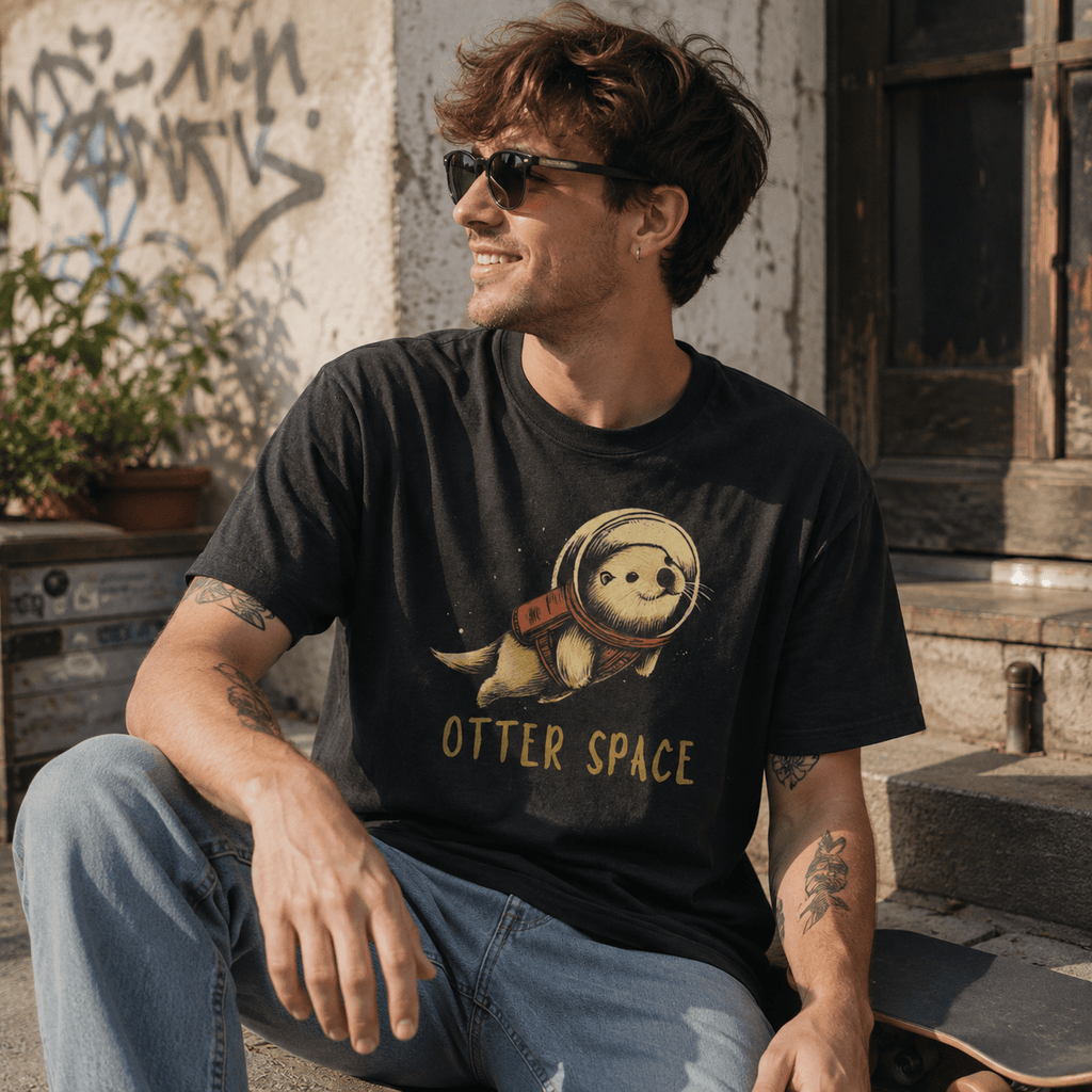 Otter Space Astronauten-Otter Unisex T-Shirt Navy Blue - PINE & RIVER
