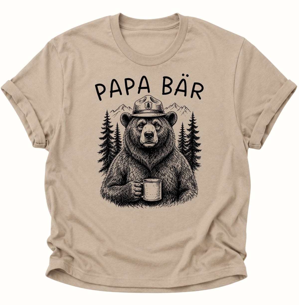Papa Bär Kaffee Unisex T-Shirt Sand - PINE & RIVER