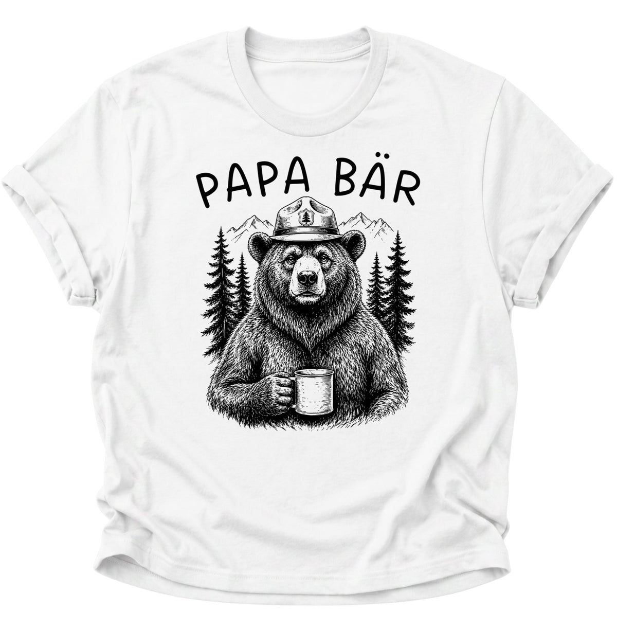 Papa Bär Kaffee Unisex T-Shirt Weiß - PINE & RIVER