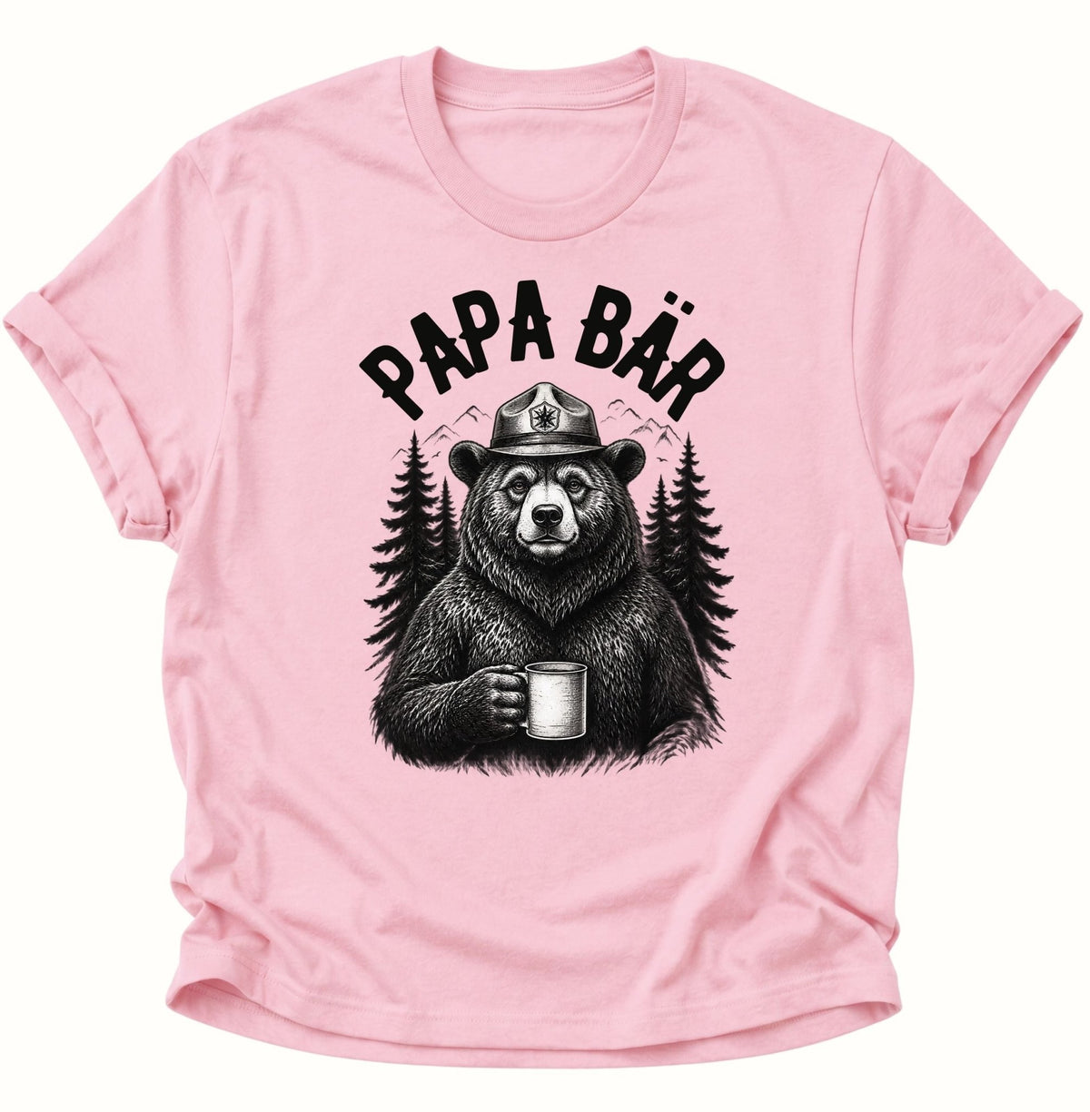 Papa Bär vor Wald-Motiv Unisex T-Shirt Light Pink - PINE & RIVER