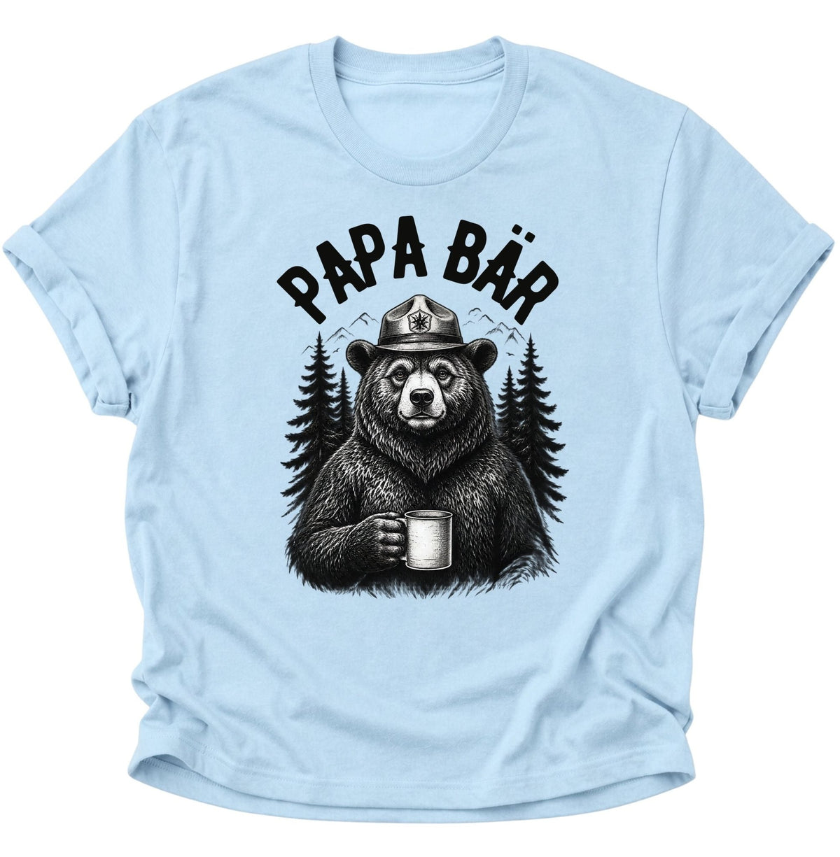 Papa Bär vor Wald-Motiv Unisex T-Shirt Light Blue - PINE & RIVER