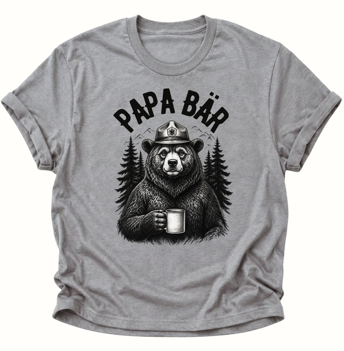 Papa Bär vor Wald-Motiv Unisex T-Shirt Sport Grey - PINE & RIVER