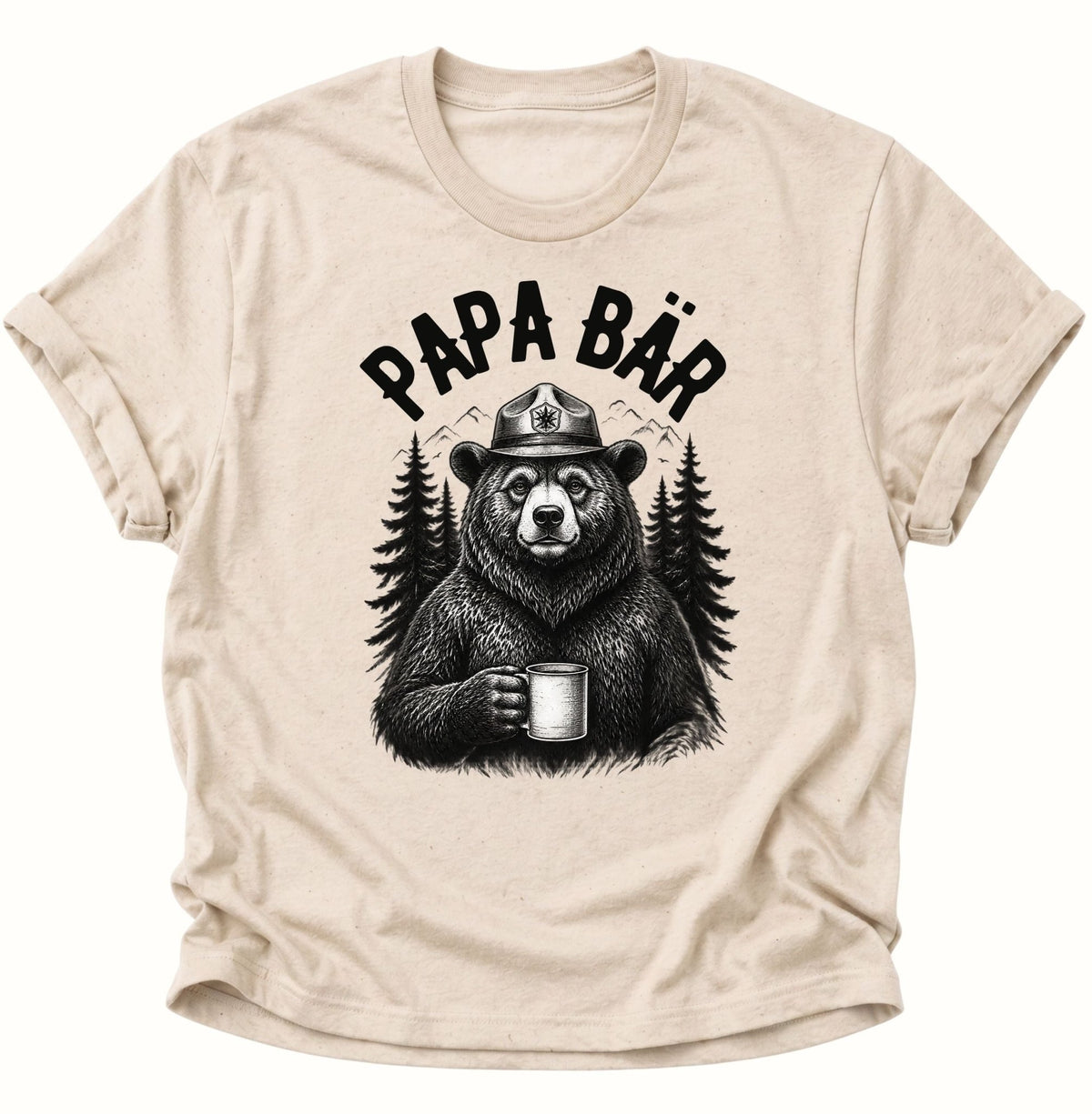 Papa Bär vor Wald-Motiv Unisex T-Shirt Nature - PINE & RIVER