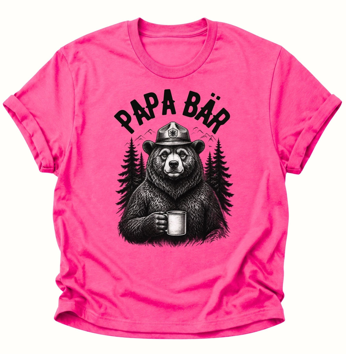 Papa Bär vor Wald-Motiv Unisex T-Shirt Heliconia - PINE & RIVER