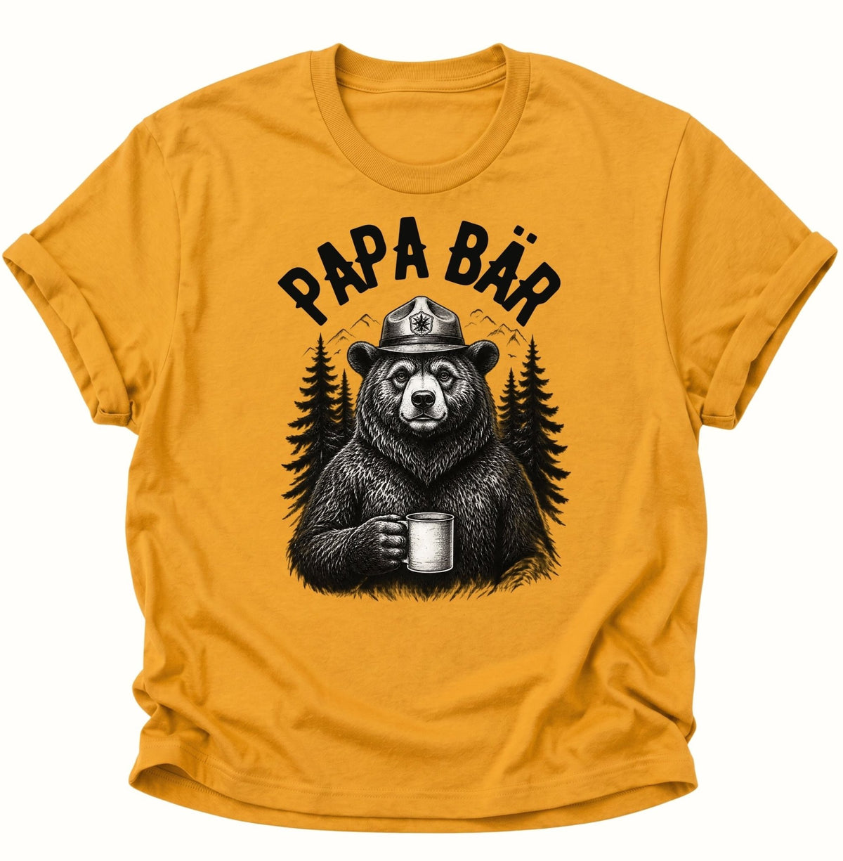 Papa Bär vor Wald-Motiv Unisex T-Shirt Gelb - PINE & RIVER
