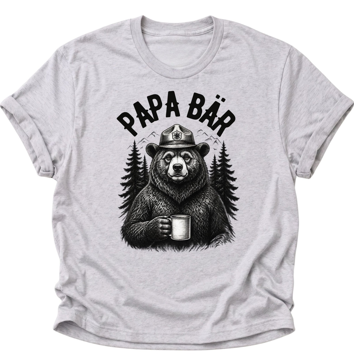 Papa Bär vor Wald-Motiv Unisex T-Shirt Ash Grey - PINE & RIVER