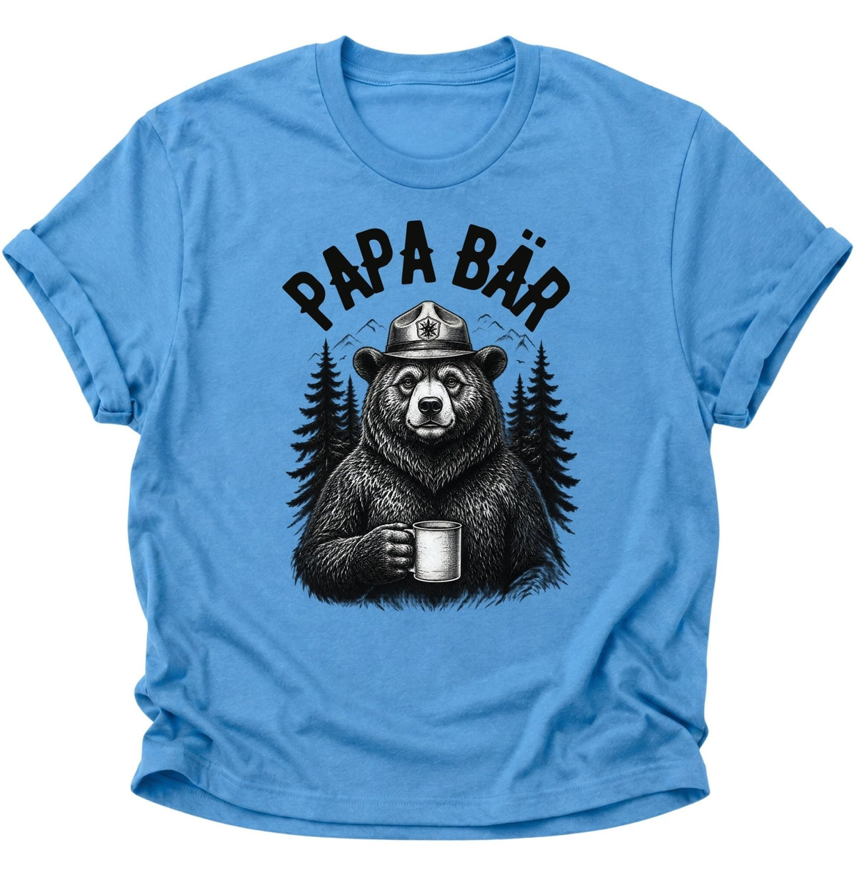 Papa Bär vor Wald-Motiv Unisex T-Shirt Carolina Blue - PINE & RIVER