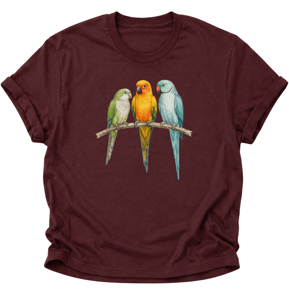 Papagei Bunte Vögel Unisex T-Shirt Maroon - PINE & RIVER