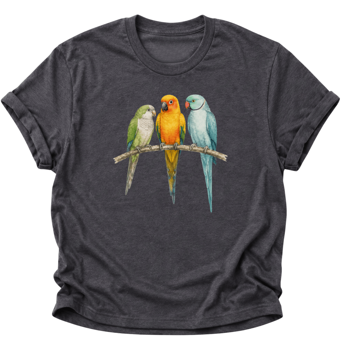 Papagei Bunte Vögel Unisex T-Shirt Dark Heather - PINE & RIVER
