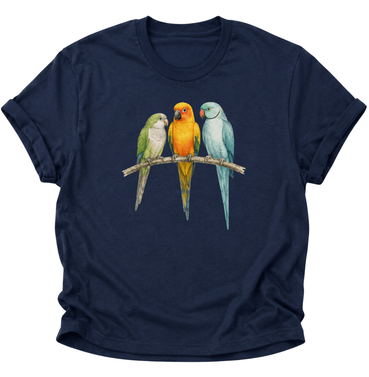 Papagei Bunte Vögel Unisex T-Shirt Navy Blue - PINE & RIVER