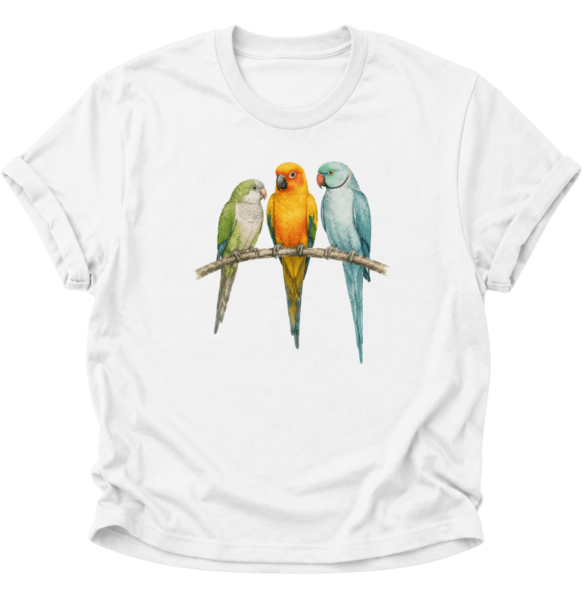 Papagei Bunte Vögel Unisex T-Shirt Weiß - PINE & RIVER