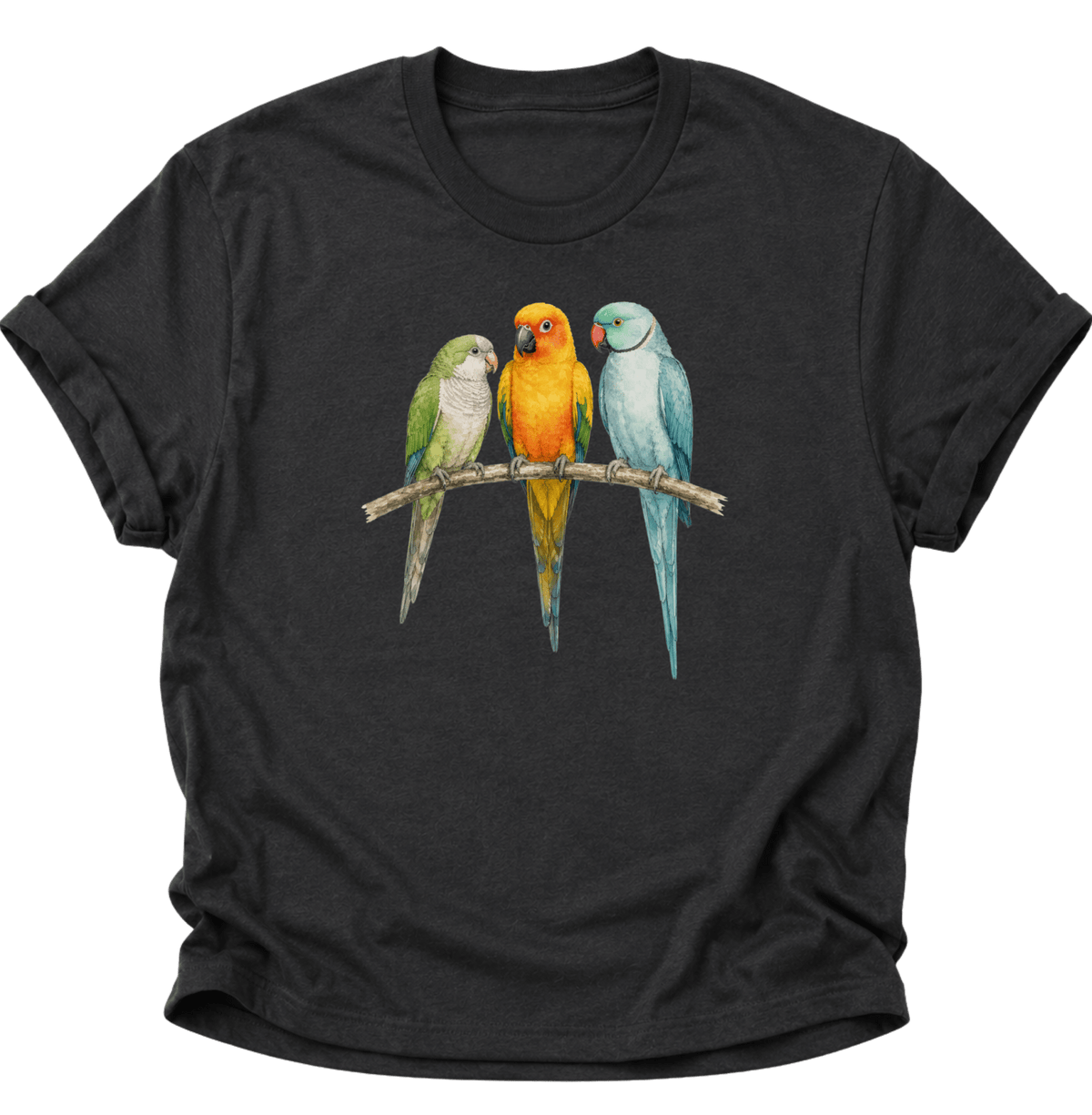 Papagei Bunte Vögel Unisex T-Shirt Schwarz - PINE & RIVER